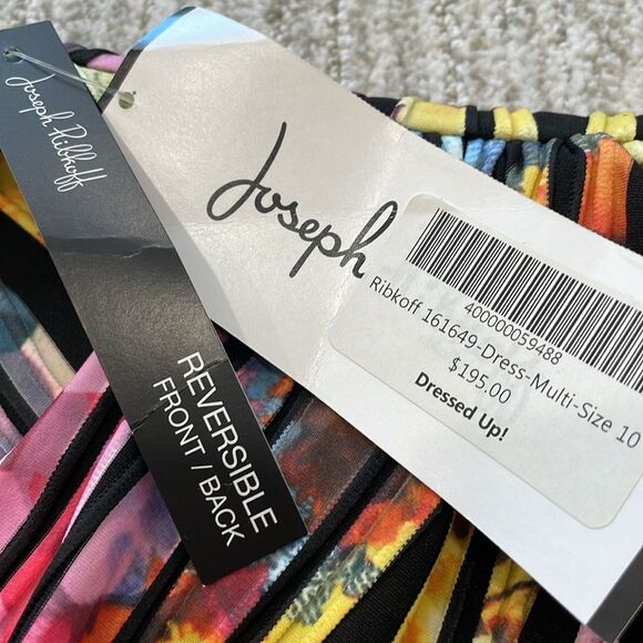 Joseph Ribcoff Floral Reversible Rainbow Pleated Dress Size 10 Colorful Bodycon - Picture 13 of 15